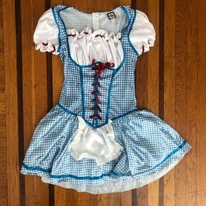 EUC Dorothy Wizard of Oz dress costume M 4 6 blue W/ matching Toto hairbows
